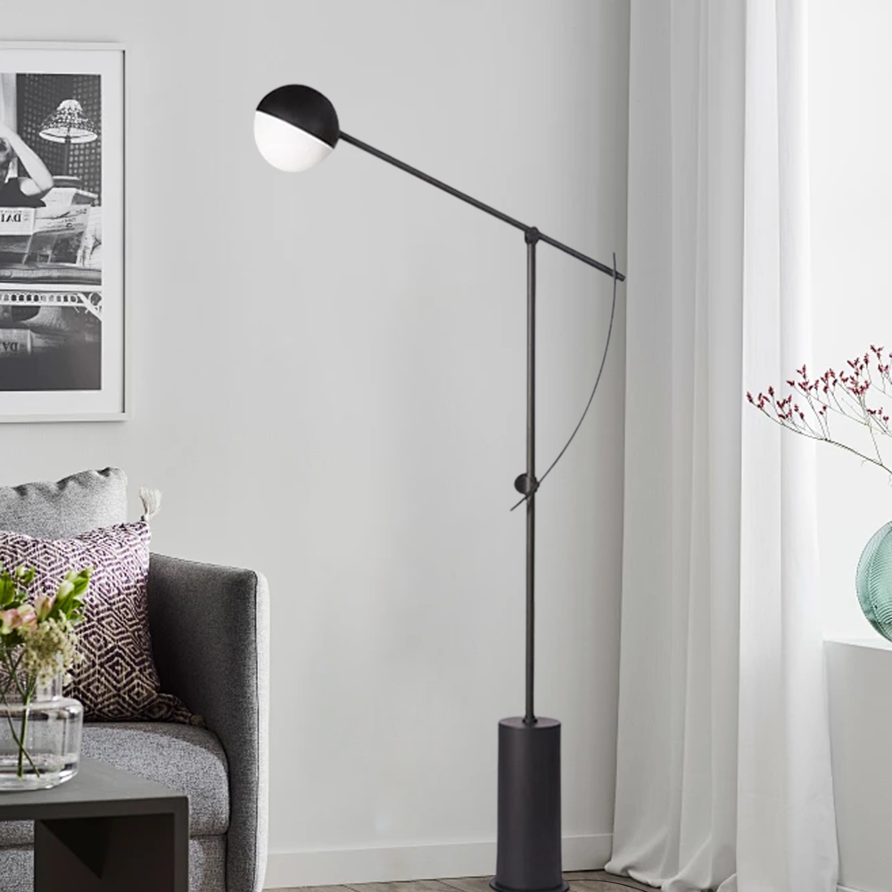 Modern Metal Bowled Black Floor Lamp Living Room