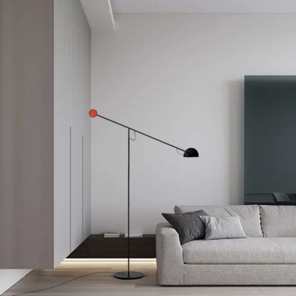 Minimalist Metal Linear Study Room Floor Lamp Black