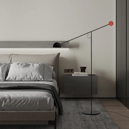 Minimalist Metal Linear Study Room Floor Lamp Black