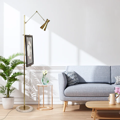 Modern Metal Funnel Brass Floor Lamp Dining Room