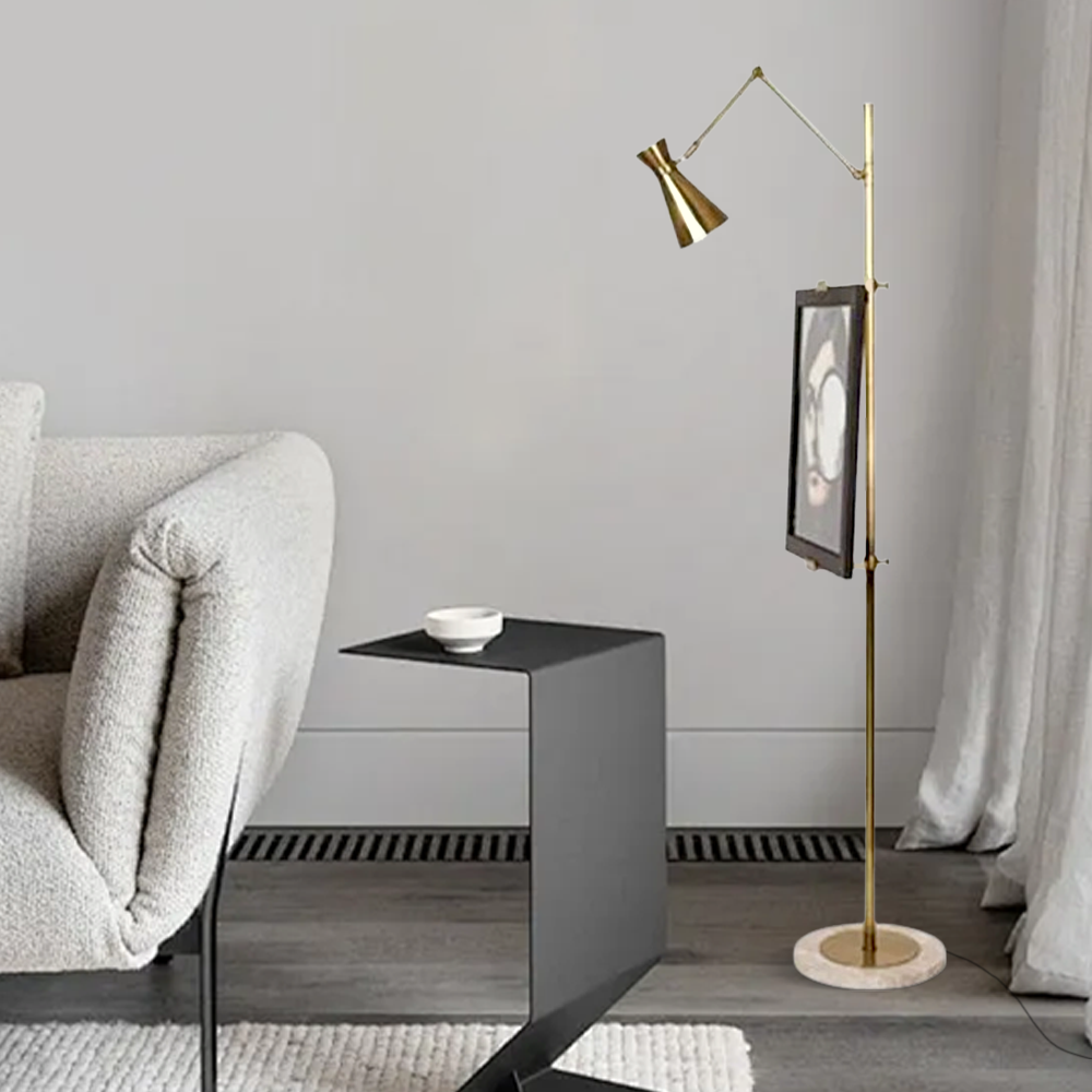 Modern Metal Funnel Brass Floor Lamp Dining Room