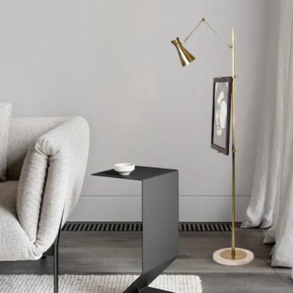 Modern Metal Funnel Brass Floor Lamp Dining Room