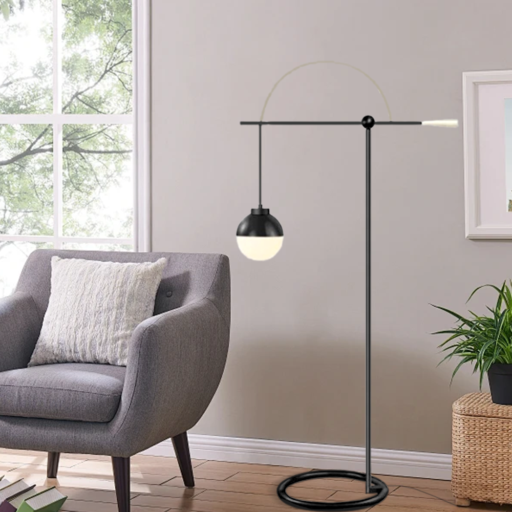 Modern Metal Black Linear Floor Lamp Living Room Bedroom | Riofu
