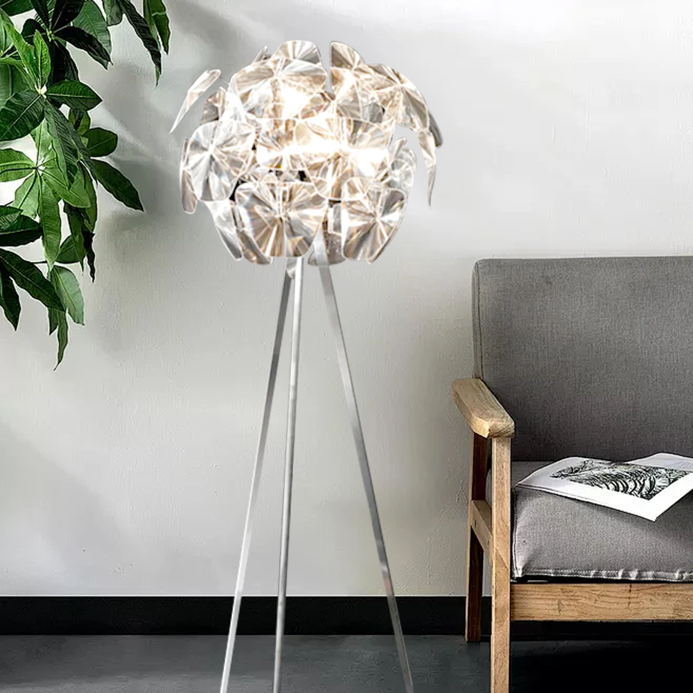 Art Deco Metal Globular Clear Floor Lamp Living Room