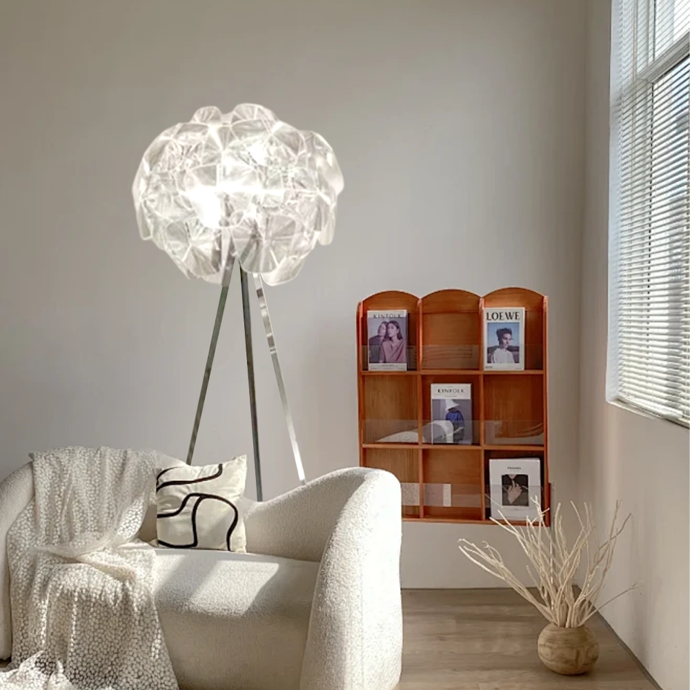 Art Deco Metal Globular Clear Floor Lamp Living Room
