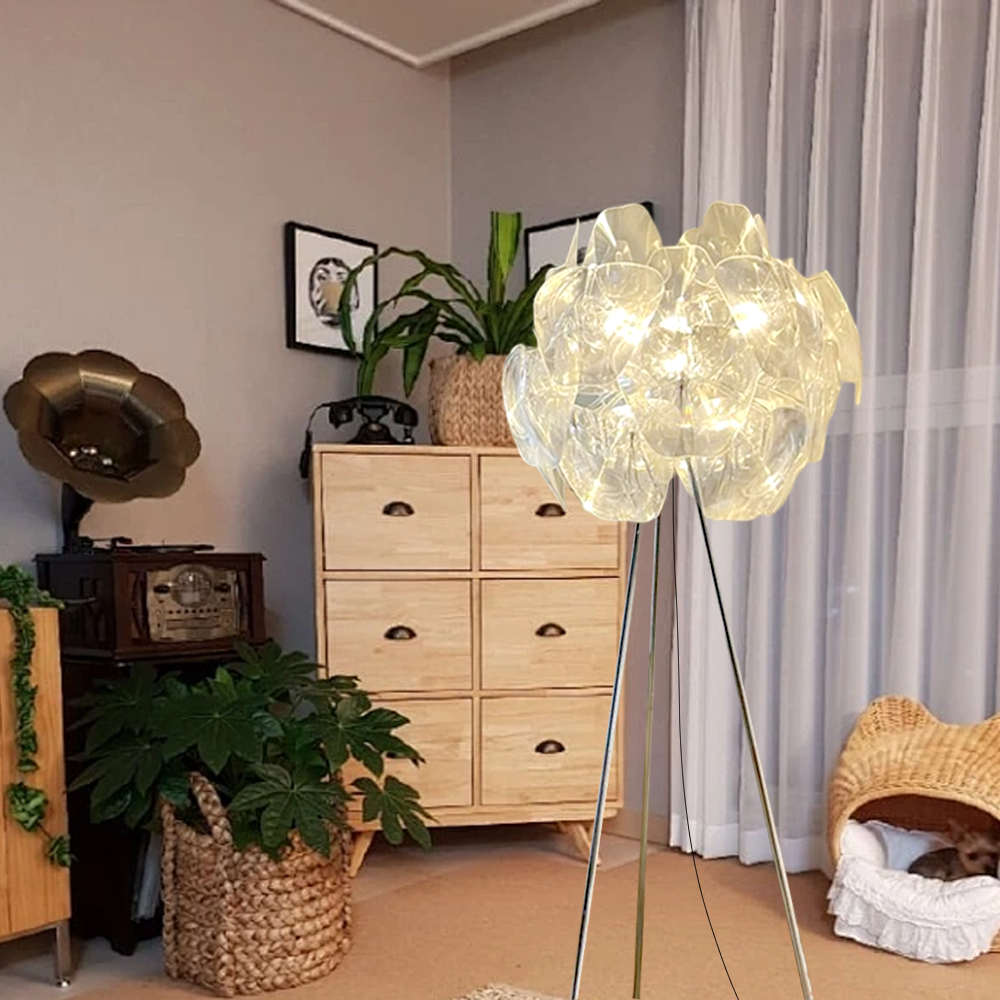 Art Deco Metal Globular Clear Floor Lamp Living Room
