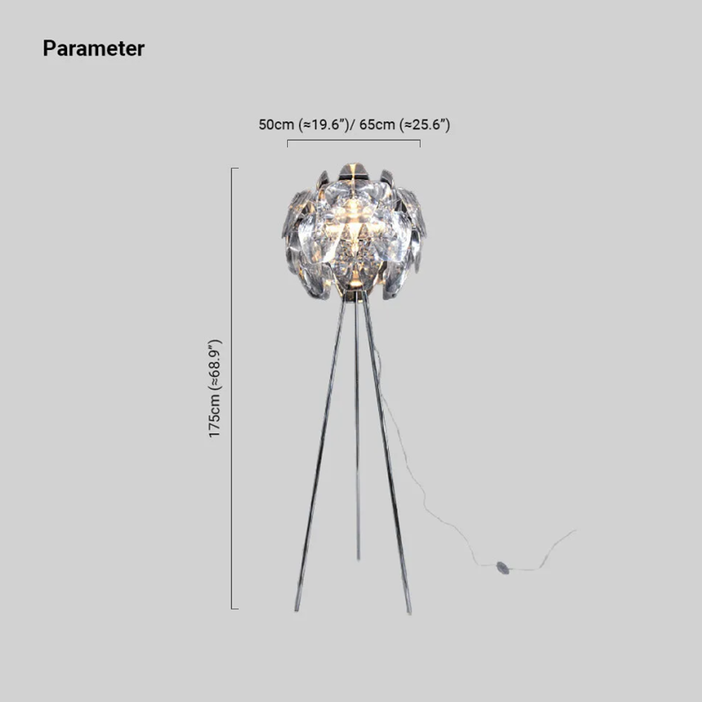 Art Deco Metal Globular Clear Floor Lamp Living Room