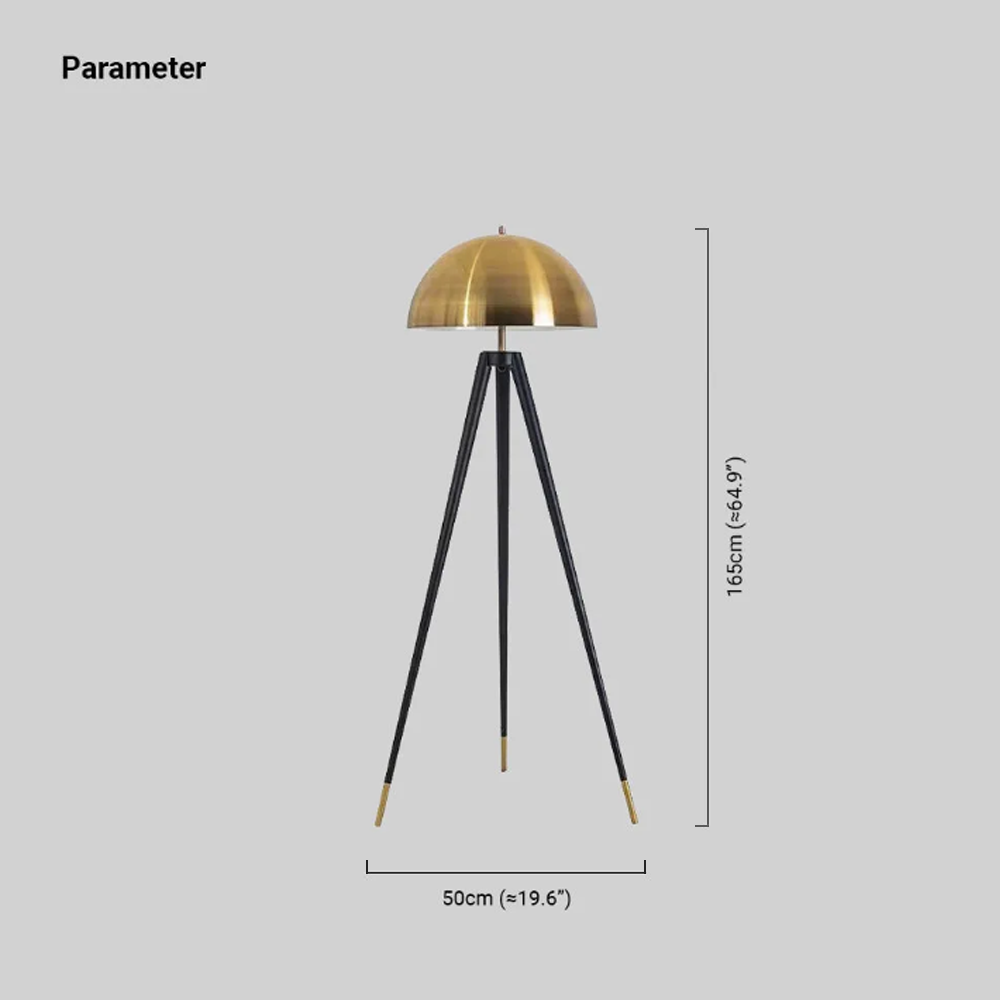 Vintage Metal Bowled Black Gold Floor Lamp Living Room