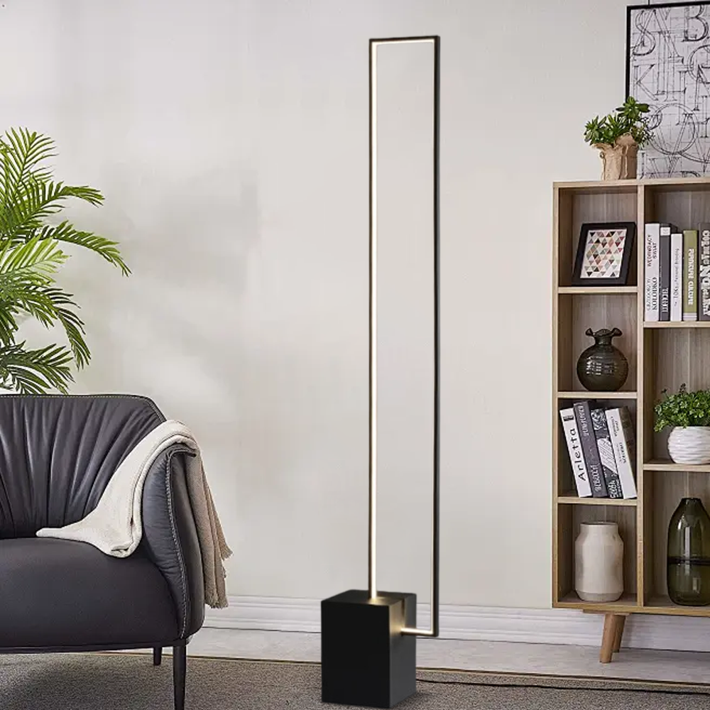 Minimalist Metal Linear Black Floor Lamp Living Room