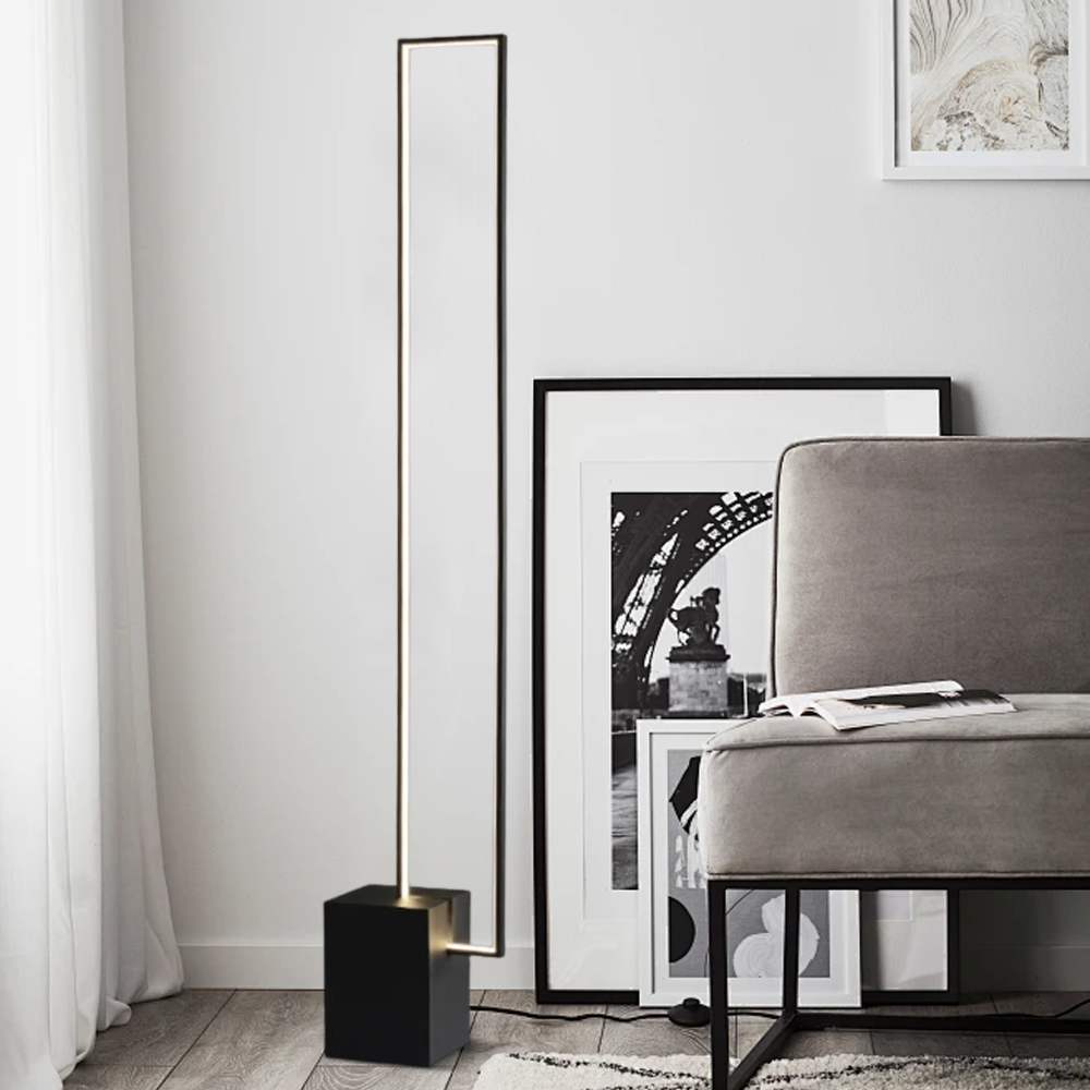 Minimalist Metal Linear Black Floor Lamp Living Room