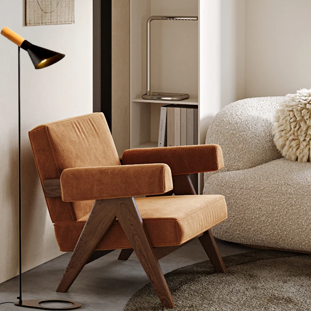 Modern Metal Cap Black White Floor Lamp Living Room