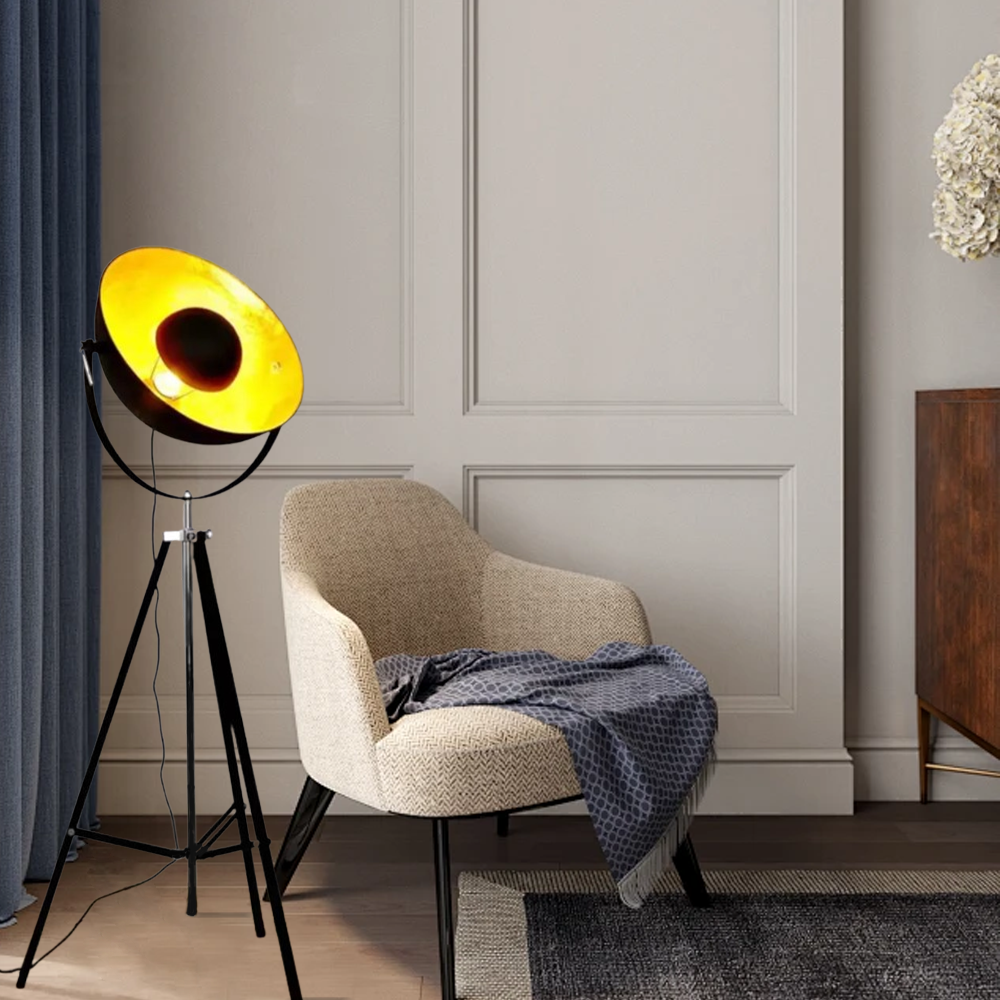 Designer Metal Bowled Black Gold Floor Lamp Bedroom