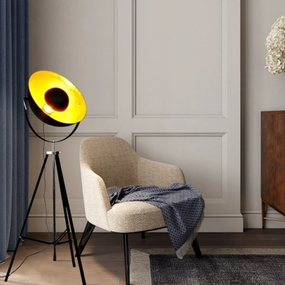 Designer Metal Bowled Black Gold Floor Lamp Bedroom