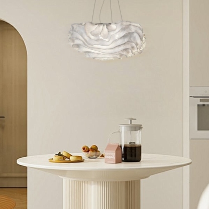 Art Deco Cloudy Pendant Light White Metal Riofu 