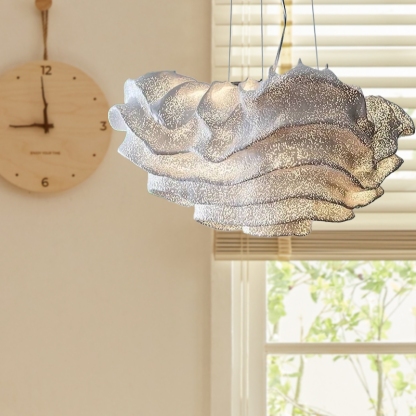 Art Deco Cloudy Pendant Light White Metal Riofu 