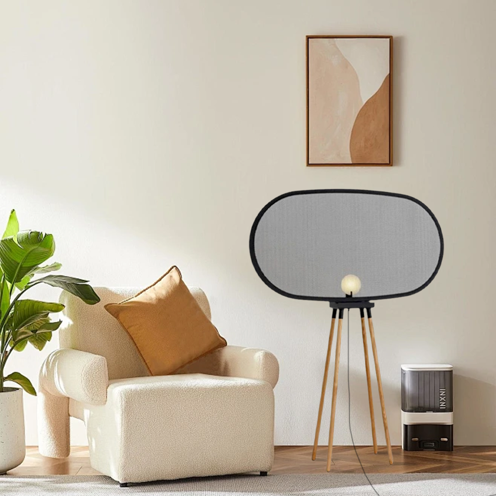 Modern Metal Wood Irregular Black Floor Lamp Living Room