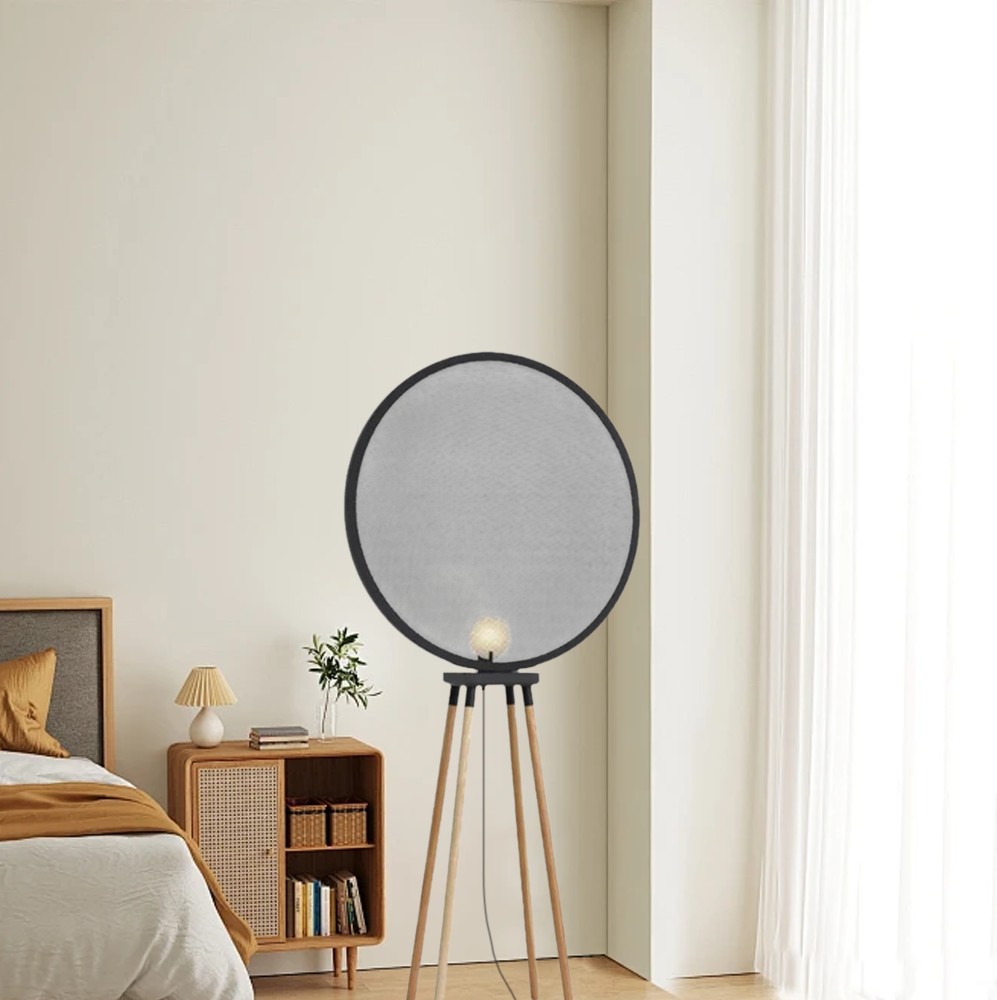 Modern Metal Wood Irregular Black Floor Lamp Living Room