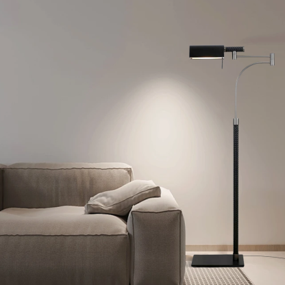 Designer Leather Metal Linear Black Floor Lamp Bedroom
