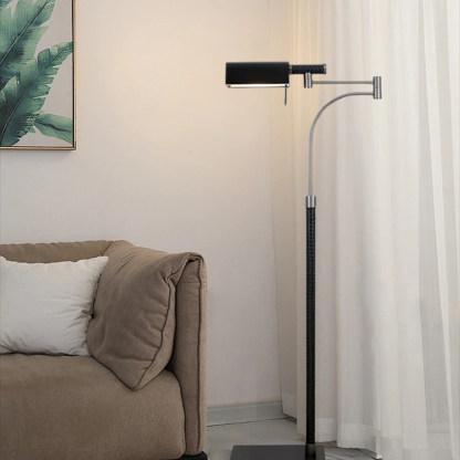 Designer Leather Metal Linear Black Floor Lamp Bedroom