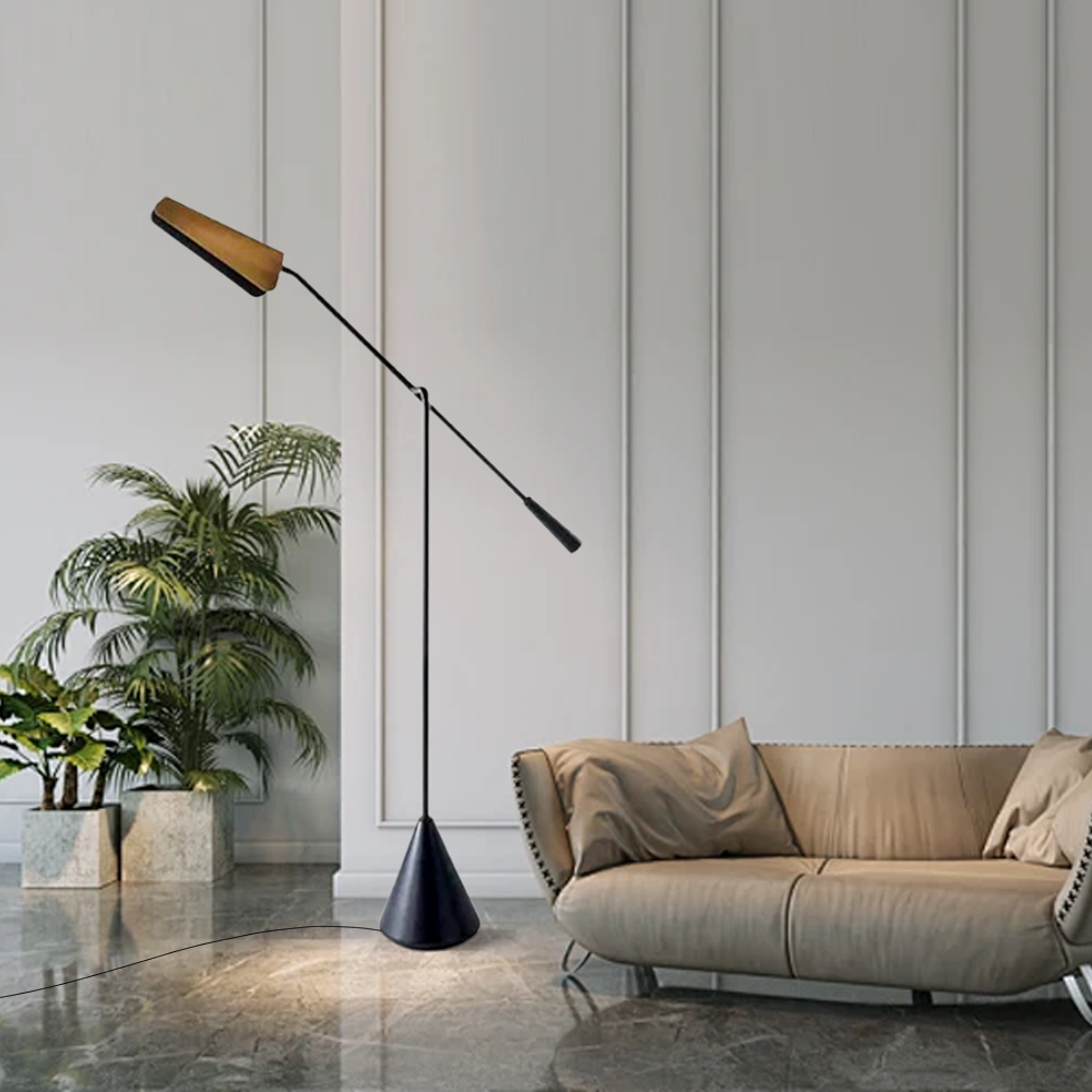 Modern Marble Metal Linear Black Floor Lamp Bedroom