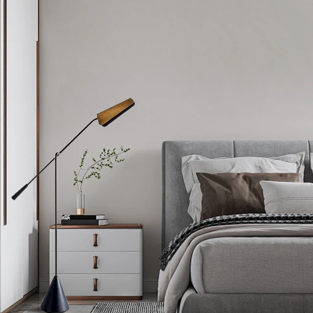 Modern Marble Metal Linear Black Floor Lamp Bedroom