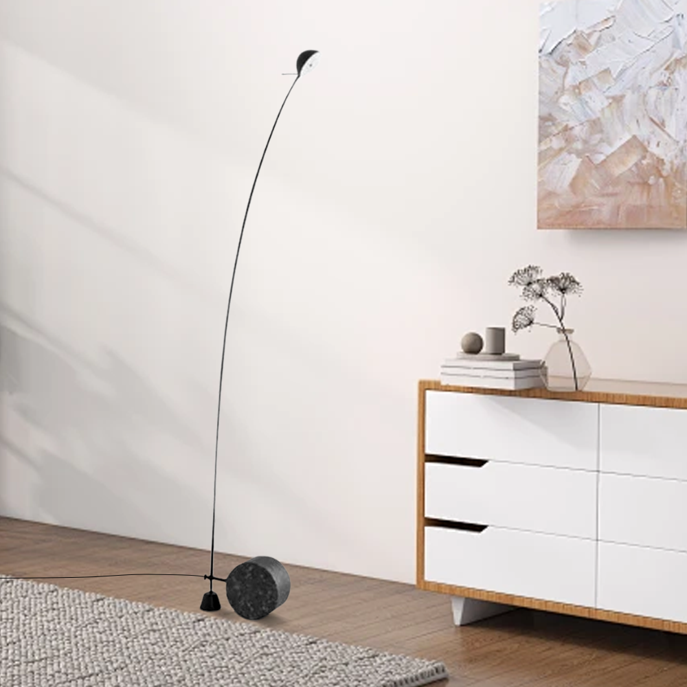 Minimalist Marble Metal Linear Black Floor Lamp Bedroom