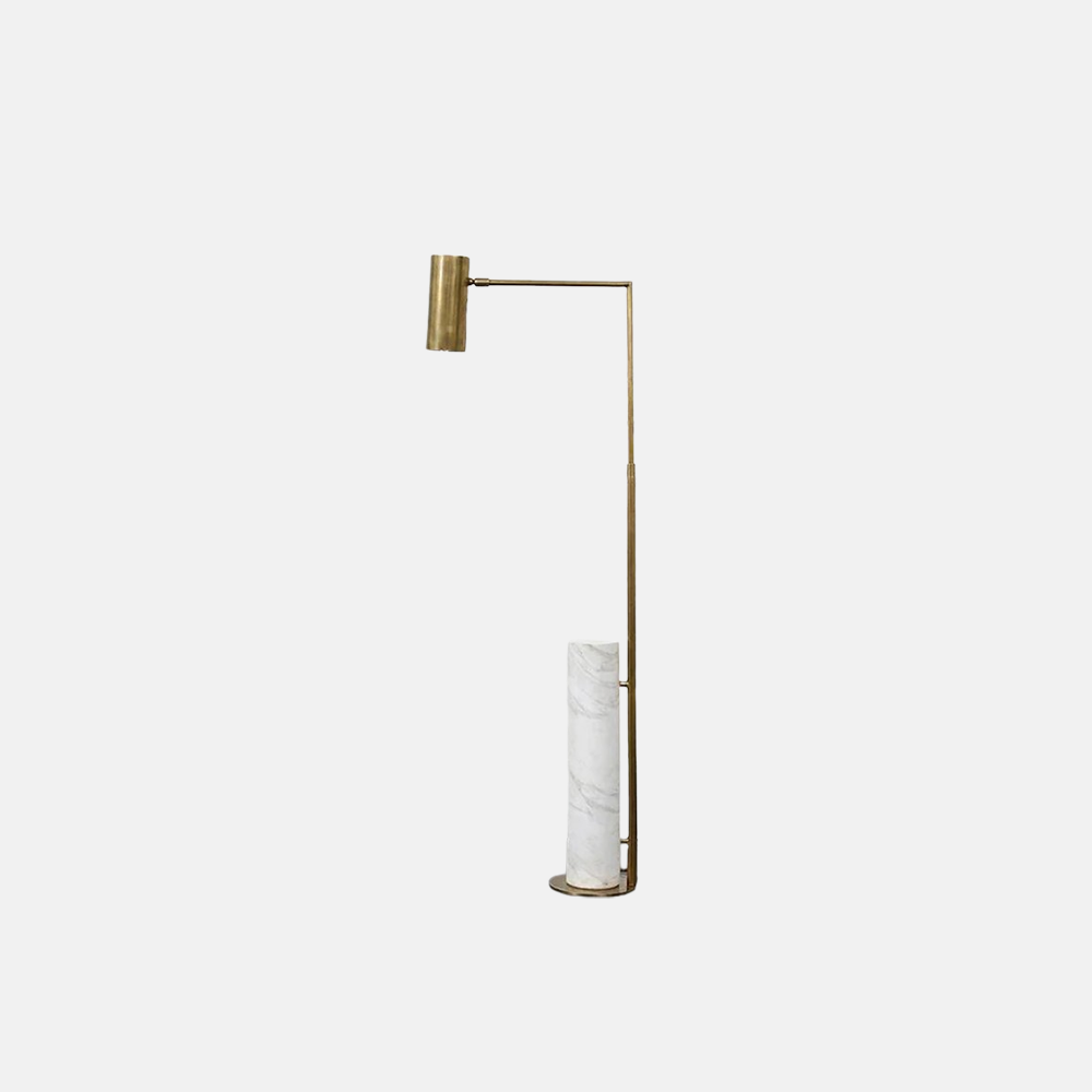 Modern Metal Marble Cylindrical Gold Floor Lamp Bedroom