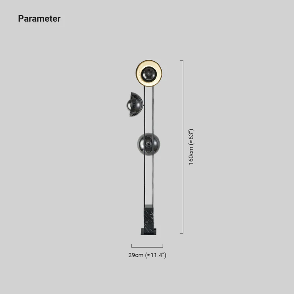 Modern Metal Marble Bowled Black Floor Lamp Bedroom