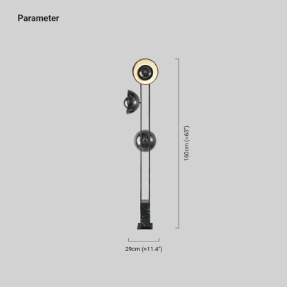 Modern Metal Marble Bowled Black Floor Lamp Bedroom