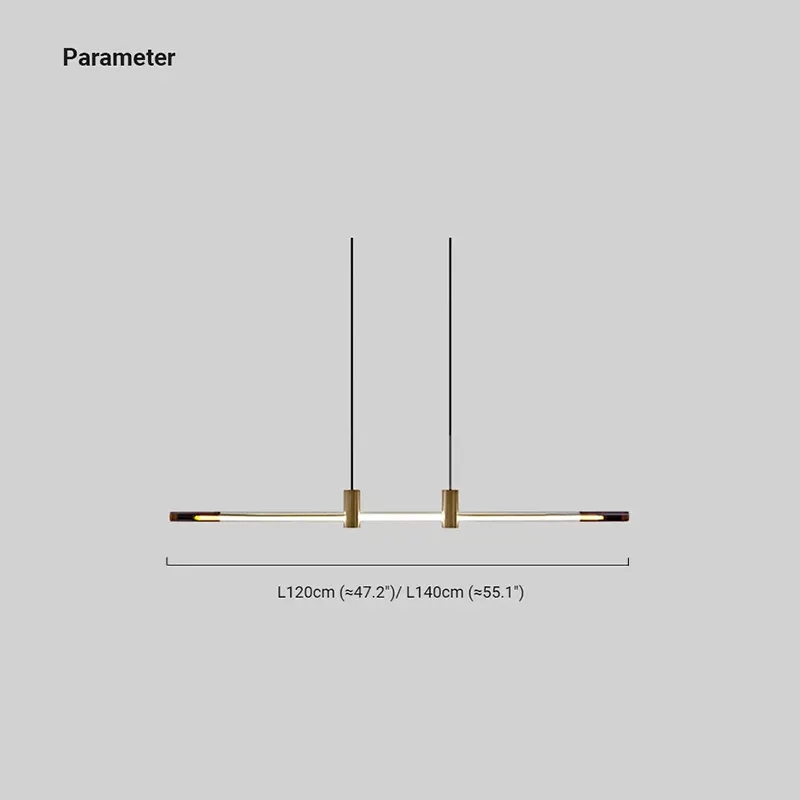 Modern Linear Pendant Light Brown Red Metal Acrylic Riofu 