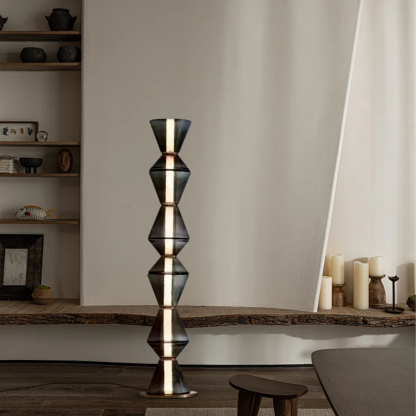 Modern Metal Glass Cylindrical Black Floor Lamp Bedroom