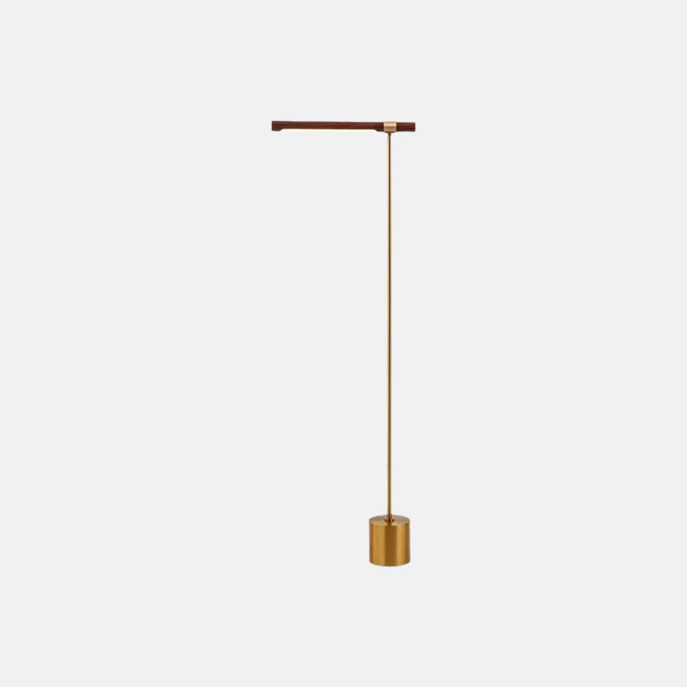 Minimalist Wooden Linear Gold Floor Lamp Bedroom
