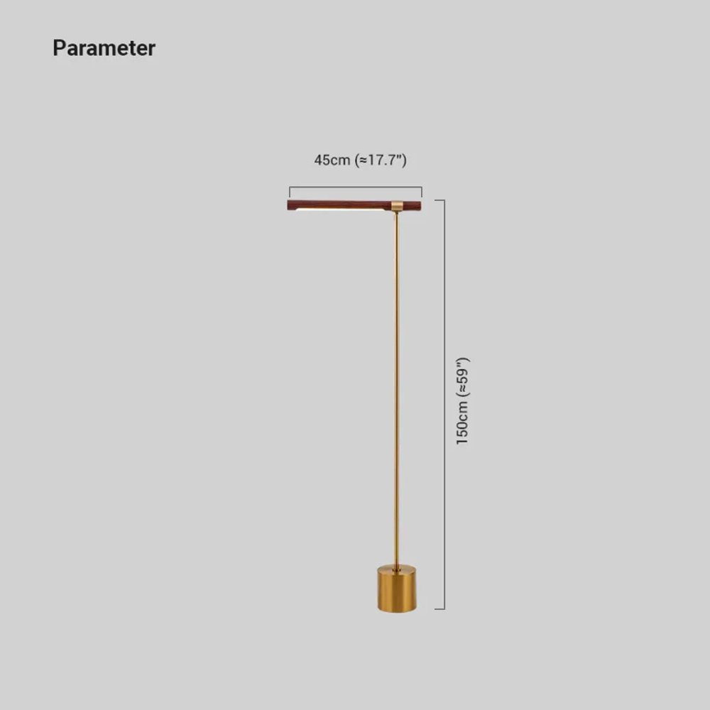 Minimalist Wooden Linear Gold Floor Lamp Bedroom