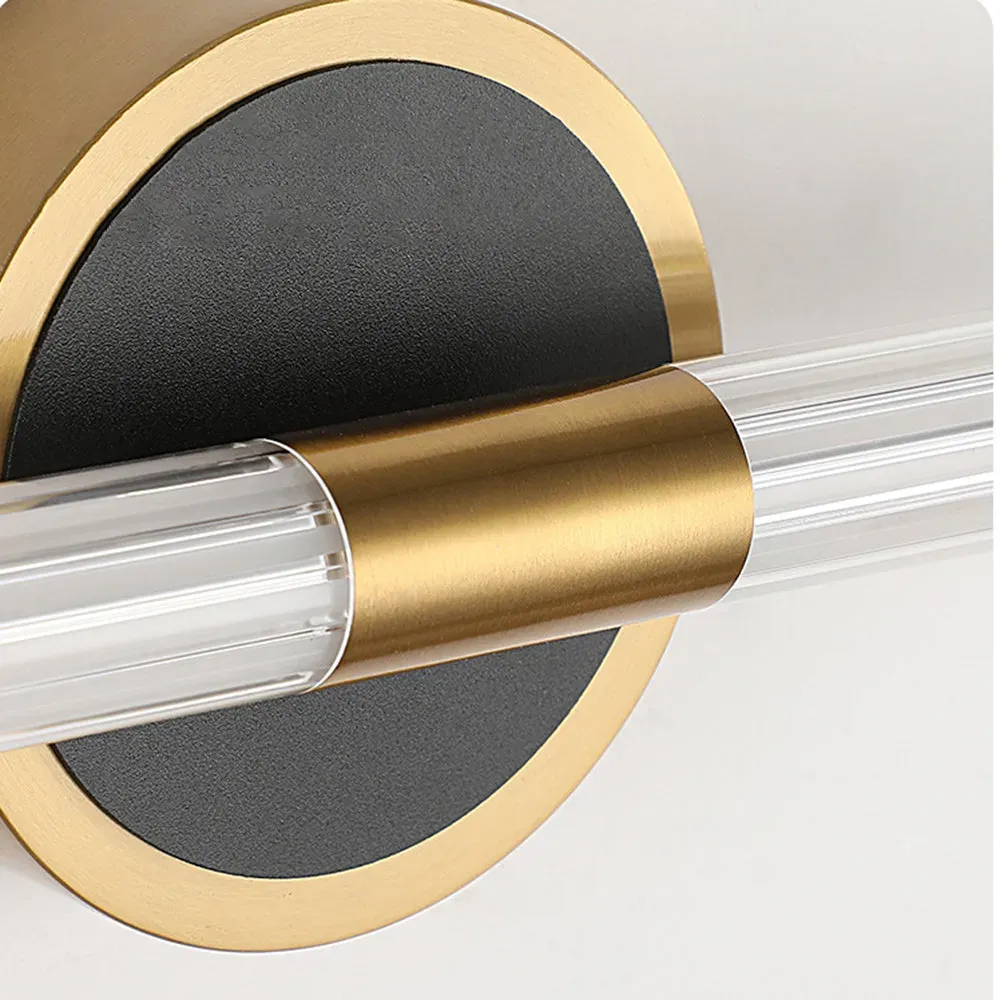 Modern Metal Black Mirror Front Vanity Wall Lamp, Circle