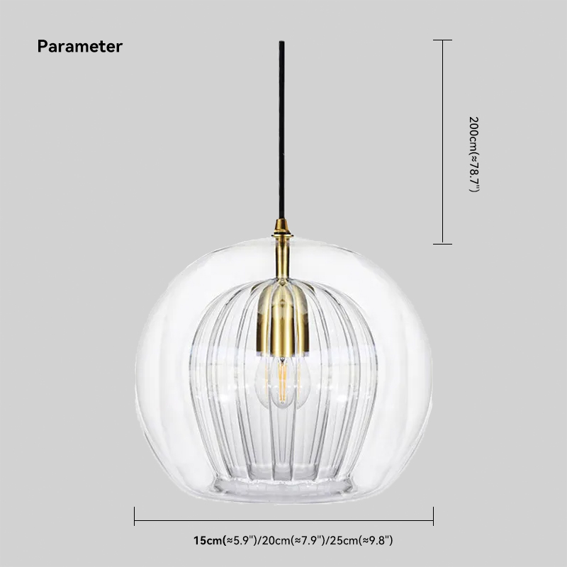 Riofu Modern Glass Metal Clear Amber Bubble Pendant Light Bedroom