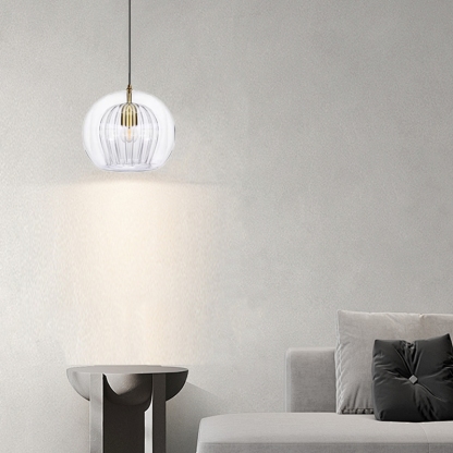 Modern Bubble Pendant Light Clear Amber Glass Metal Riofu 