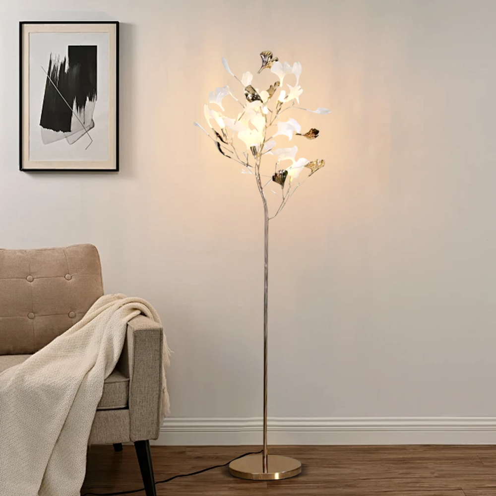 Art Deco Ceramic Dendritic Gold Floor Lamp Bedroom