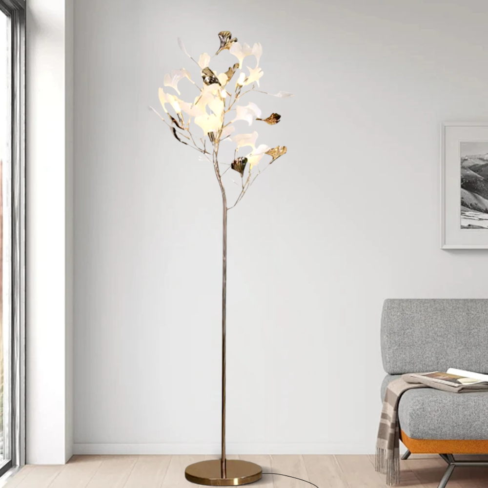 Art Deco Ceramic Dendritic Gold Floor Lamp Bedroom