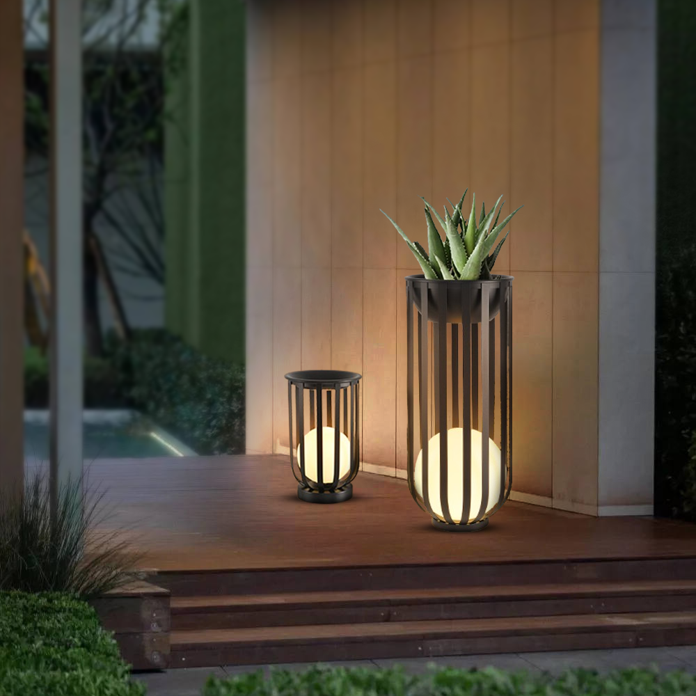 Modern Metal Lantern Black Floor Lamp Outdoor