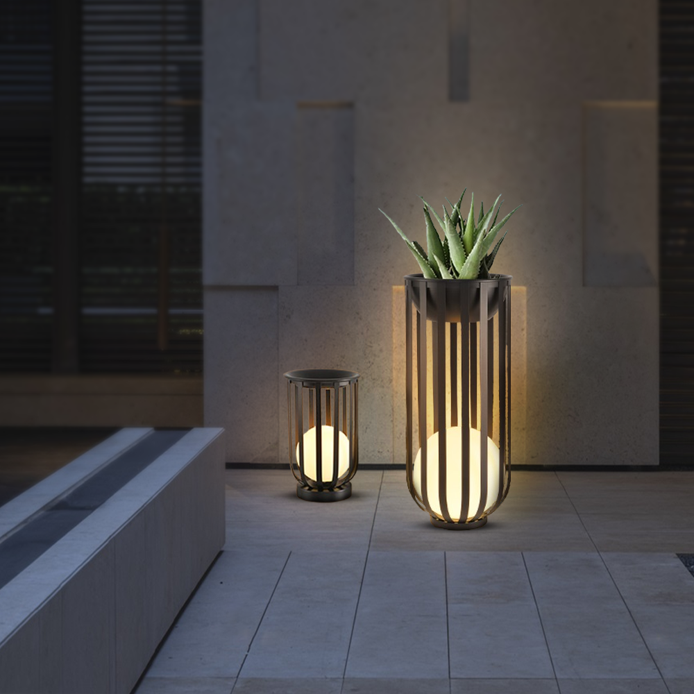 Modern Metal Lantern Black Floor Lamp Outdoor