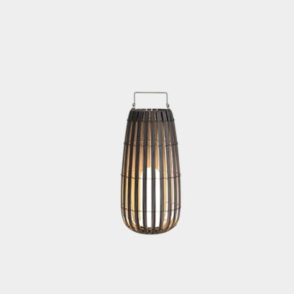 Modern Wooden Lantern Black Gray Outdoor Floor Lamp Garden