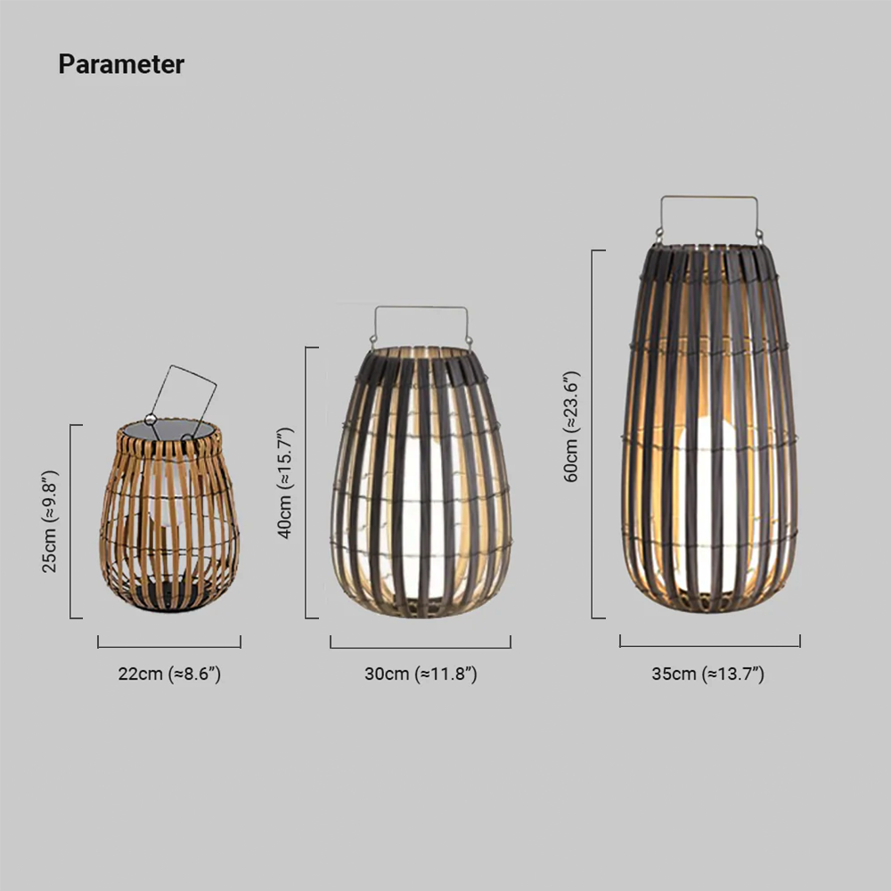 Modern Wooden Lantern Black Gray Outdoor Floor Lamp Garden