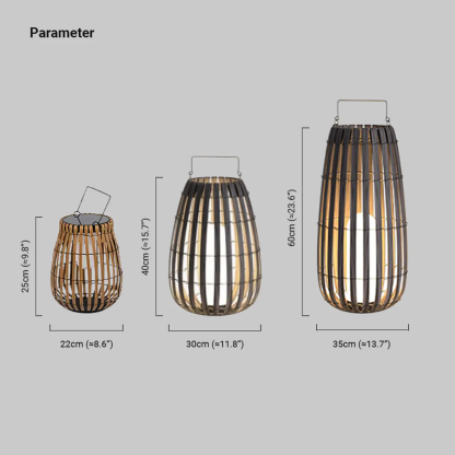 Modern Wooden Lantern Black Gray Outdoor Floor Lamp Garden