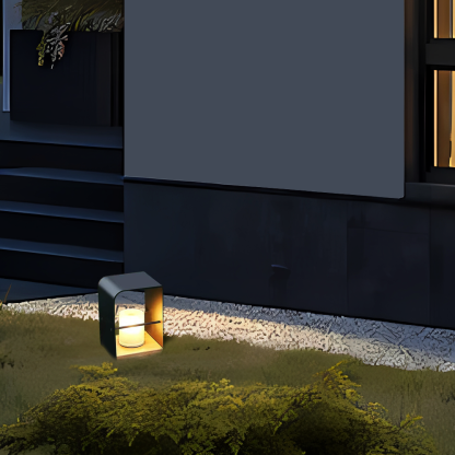 Modern Metal Rectangular Black Floor Lamp Outdoor