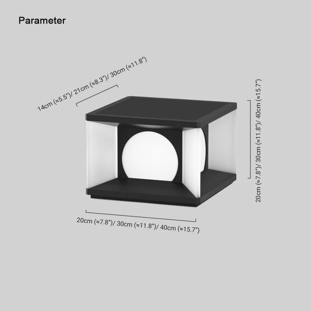 Modern Metal Rectangular Black Outdoor Post Light Courtyard
