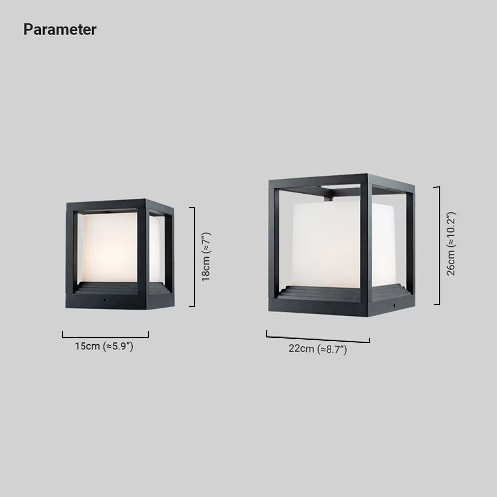 Modern Metal Square Black Outdoor Post Light Garden