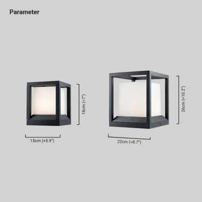 Modern Metal Square Black Outdoor Post Light Garden