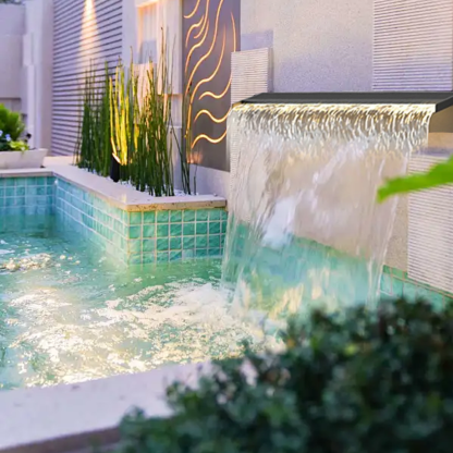 Modern Metal Acrylic Water Fall Black Outdoor Wall Lamp Garden