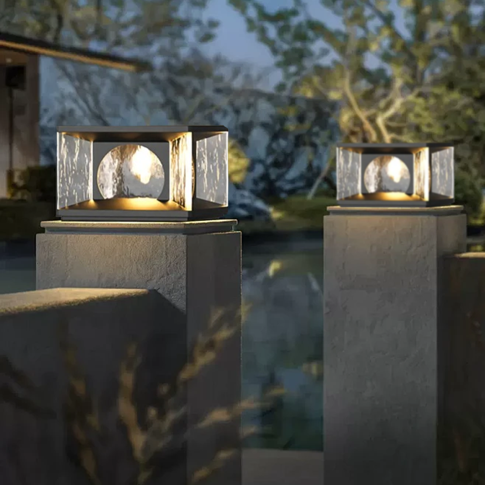 Art Deco Metal Square Gold Outdoor Lamp Garden