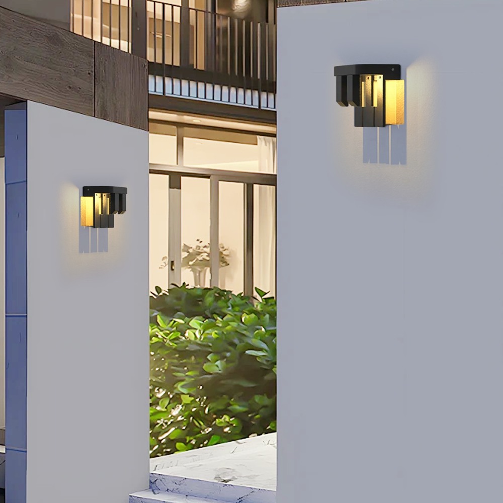 Industrial Metal Geometric Black Outdoor Wall Light Yard